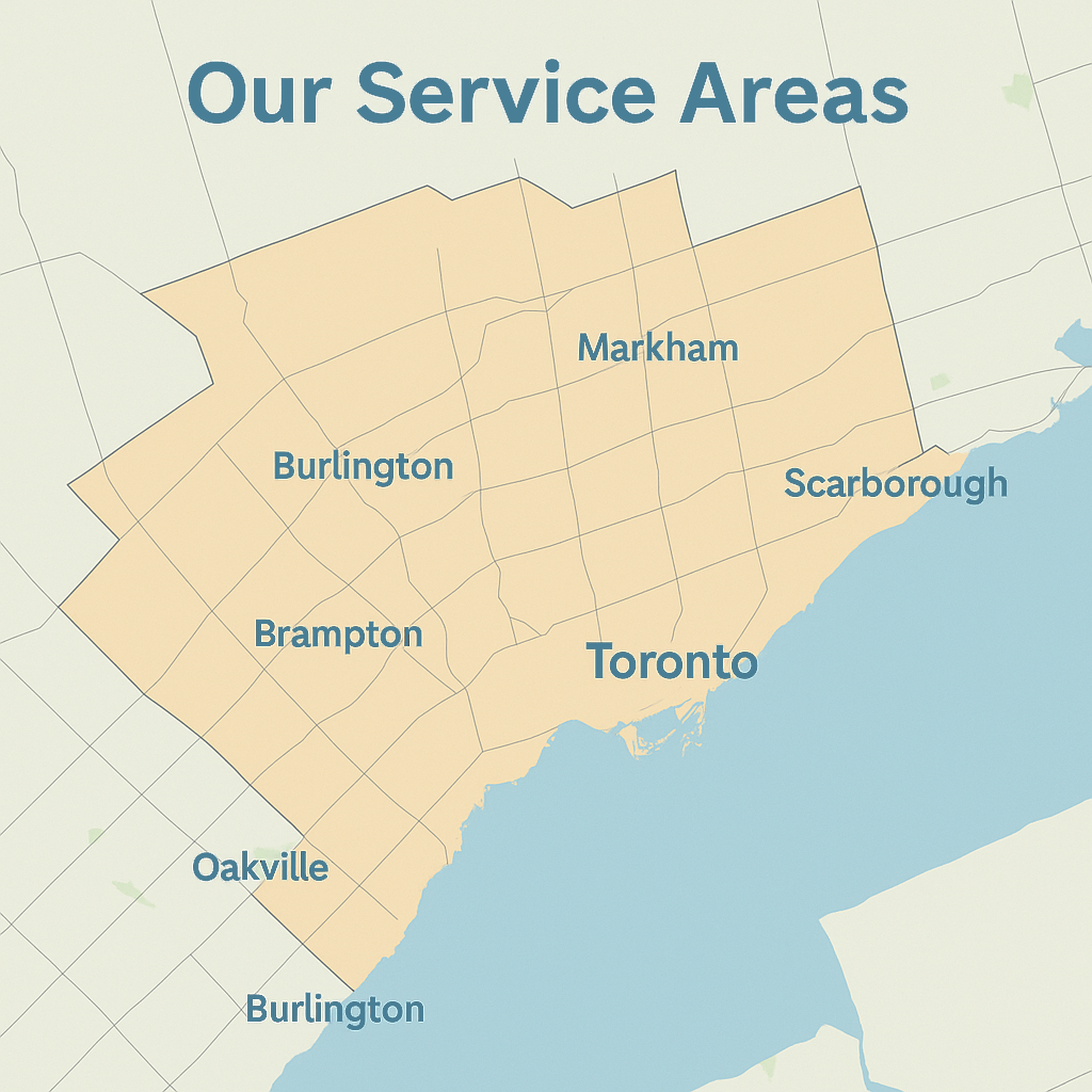Map of Tornado Concrete service areas across the GTA